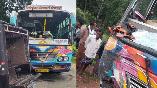 Terrible accident between Auto and private bus one death 9 injured Near Gundlupete Taluk