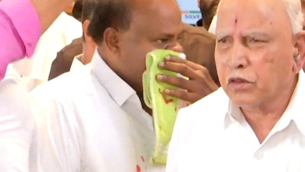 Central Minister H D Kumaraswamy s Nose Suddenly Bleed At The Press Conference