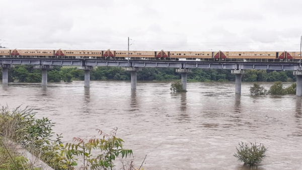 Overflowing Kapila river due to heavy rain