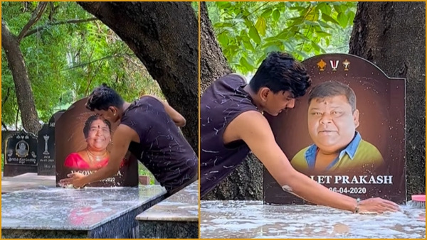 Sandalwood Actor Rakshak Bullet Washed his Father And grandmother s Grave