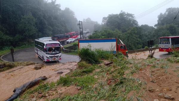 Road Closures in Karnataka Ghats Due to Heavy Rainfall