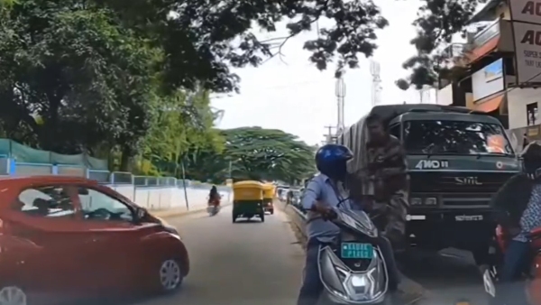 Bengaluru wrong route driver given a lesson by an army officer - video goes viral