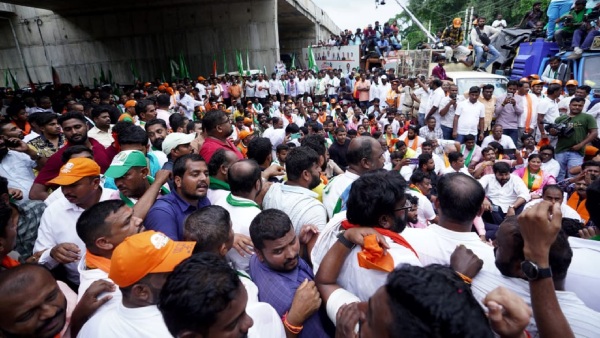 BJP-JDS Mysuru Chalo march enters to CM Siddaramaiah s home district