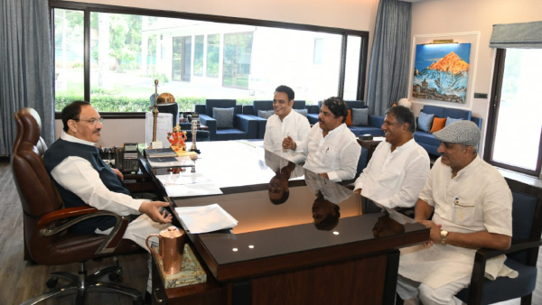 Channapatna By Election JP Nadda met CP Yogeshwar Channapatna By Election JP Nadda met CP Yogeshwar