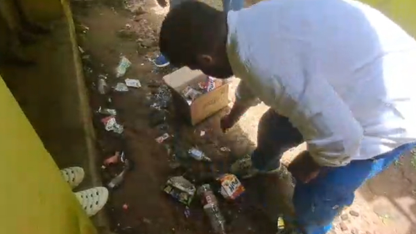 Chikkamagaluru Govt School campus drink party students teachers have to clean up Chikkamagaluru Govt School campus drink party students teachers have to clean up