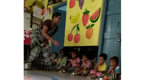 Viral Video Koppal Anganwadi Staff Who Give Eggs To Children And Take Them Back