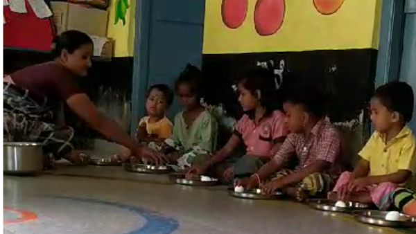 Viral Video Koppal Anganwadi Staff Who Give Eggs To Children And Take Them Back