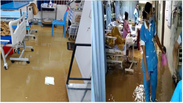 Davangere Honnavalli Taluk Hospital waterlogged Rainwater entered ICU