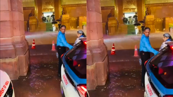 Rain water in Delhi New Parliament House Video goes viral