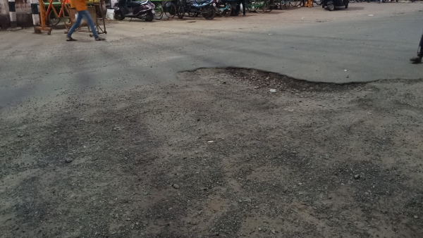 Potholes on roads in Hiriyur city motorists are worried