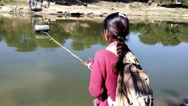 Fiber boat to students to cross the lake in Kittoor belagavi