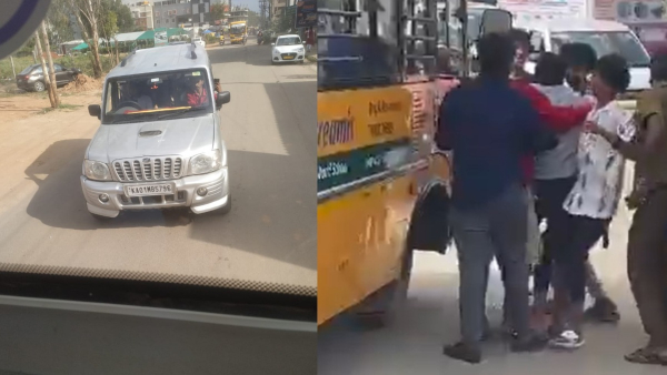 Bengaluru Road Rage Miscreants attack on School Bus Driver near Electronic city