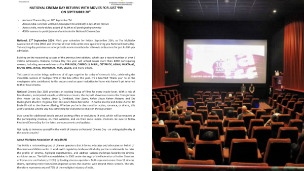Movie Ticket Prices Reduced On The Occasion Of National Cinema Day Movie Ticket Prices Reduced On The Occasion Of National Cinema Day
