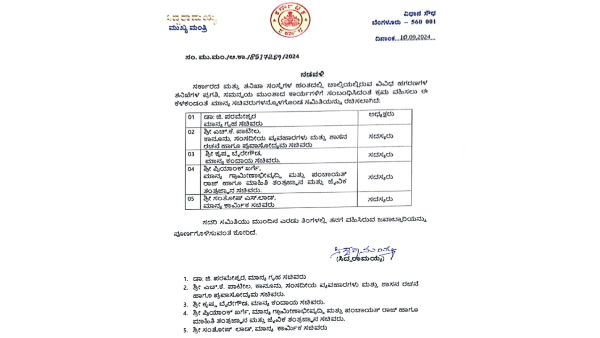 CM Siddaramaiah Has Ordered The Formation Of A Five-Member Committee