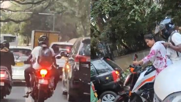 Lovers Drive Dangerously On Bike In Bengaluru