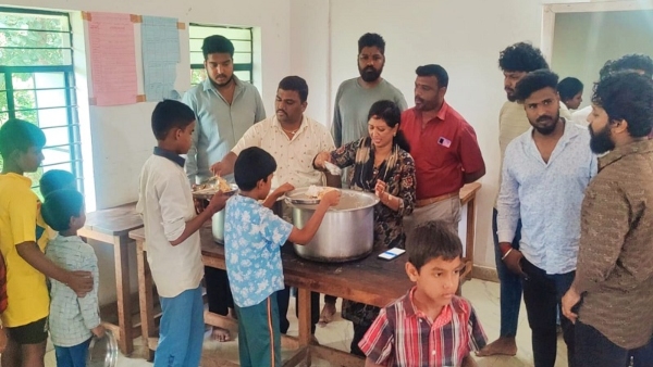 Actor Vasishta Simha Birthday Celebration At Mysore Sevashrama