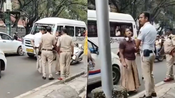 A Woman Tried To Attack The Traffic Police In Bengaluru
