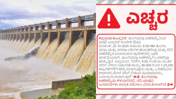 Releases Thousends of Water From Tungabhadra Dam and Varada River Flood alert to Basin areas
