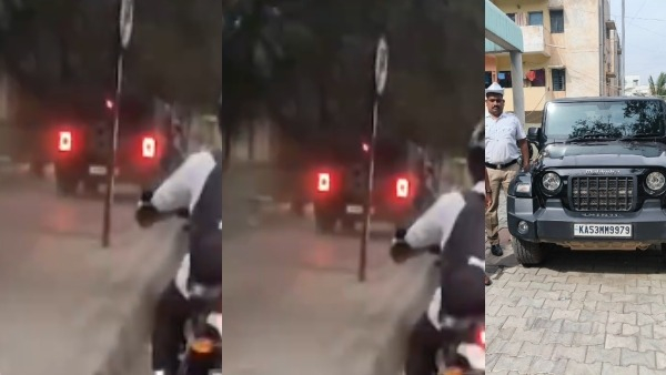 Mahindra Thar SUV Car Run on Footpath in Bengaluru to Avoid Traffic Video Goes Viral
