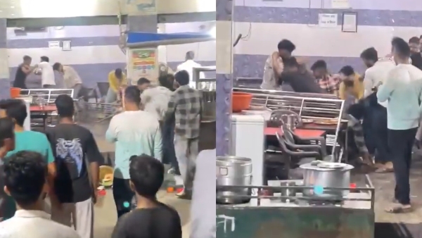 uttar pradesh clash between two groups in hotel video viral