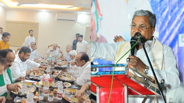 CM Siddaramaiah Enjoys Nati Style Non-Veg Meals in Hubballi Amid Shiggaon BY Election Campaign
