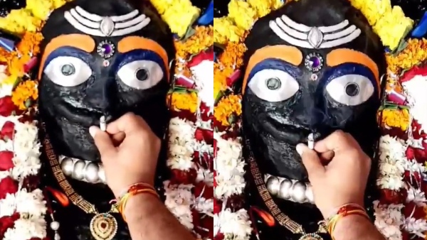 A Video Has Gone Viral In Which The Youth Put A Cigarette In The Mouth Of God Kalabhairava