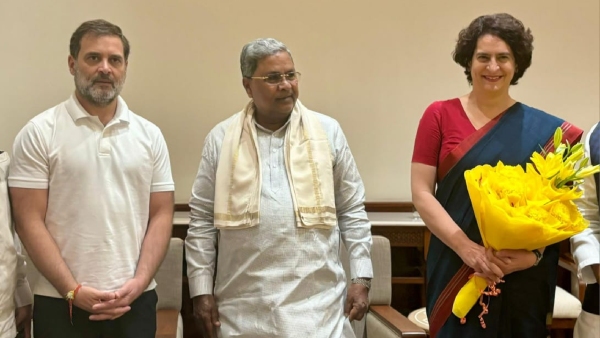 Rahul Gandhi and Priyanka Gandhi Congratulate Siddaramaiah on Karnataka Victory Rahul Gandhi and Priyanka Gandhi Congratulate Siddaramaiah on Karnataka Victory