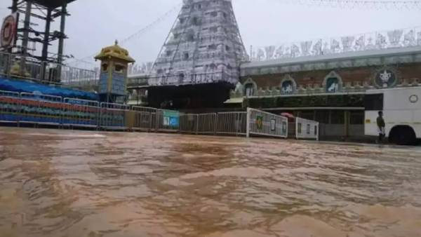 andhra pradesh tirumala tirupati rain pleasant weather devotees enjoying nature beauty