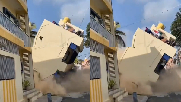 Viral Video Two-storied building collapses in 5 seconds at KGF Bengaluru