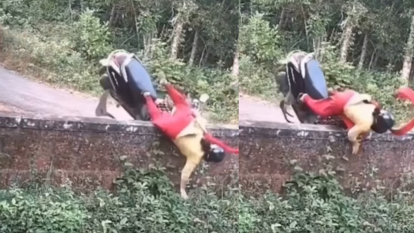Viral Video Women scooter accident video goes viral on social media