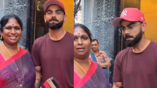 Cricket Virat Kohli Video- Aunty holding Virat Kohli s hand for selfie Video viral Cricket Virat Kohli Video- Aunty holding Virat Kohli s hand for selfie Video viral