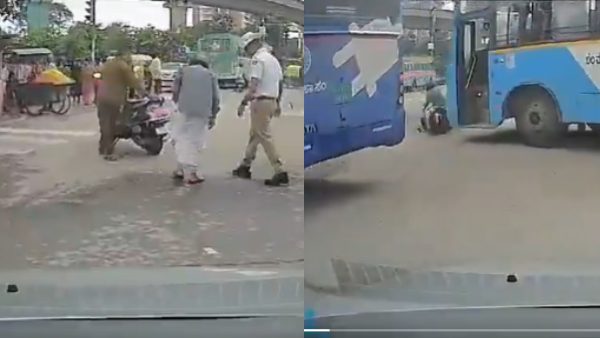 BMTC Bus Hits Bike in Banashankari Video Goes Viral Drive Cautiously BMTC Bus Hits Bike in Banashankari Video Goes Viral Drive Cautiously