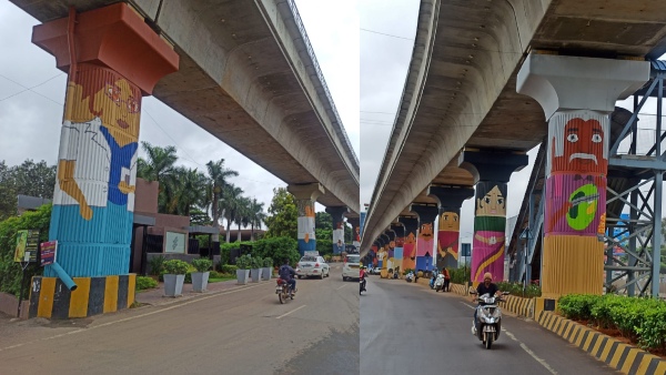 Namma Metro Pillar Painting done by Biocon foundation From Huskur Metro Station to Hebbagodi