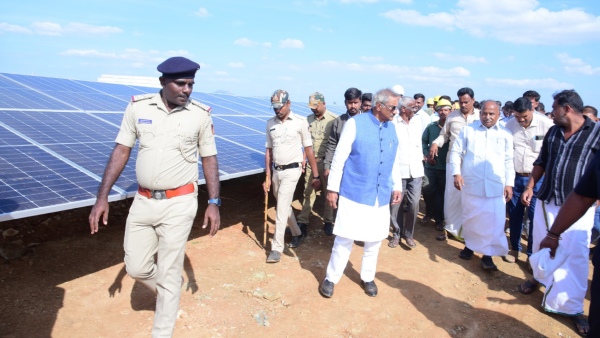 KJ George Visits Nerguda Solar Park Hosadurga Chitradurga