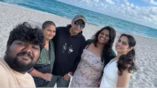 Actor Shivarajkumar And Wife Geetha Shivarajkumar Enjoy Beach Outing Post-Surgery In The US