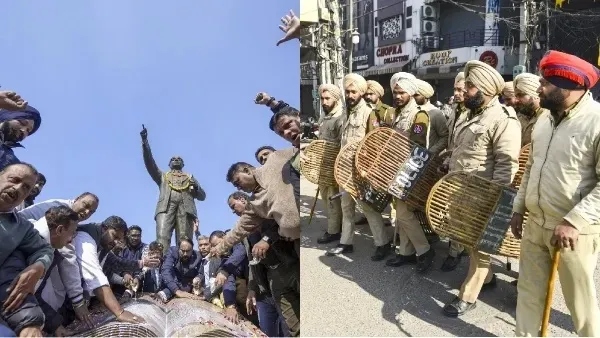 Ambedkar Statue Desecrated BJP Congress Slam Kejriwals Fake Dalit Love Accuse AAP Of Khalistani Links Ambedkar Statue Desecrated BJP Congress Slam Kejriwals Fake Dalit Love Accuse AAP Of Khalistani Links