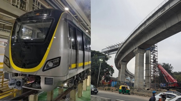 Namma Metro Launched Composite Girder for Connecting HSR to BTM Flyover over Metro Yellow Line