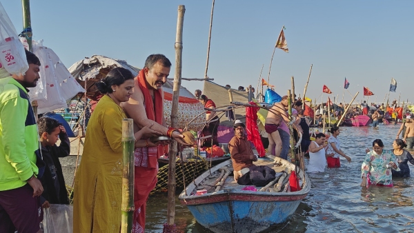 Amid Resignation Rumors BJP MLA Sunil Kumar Visits Maha Kumbh Mela With Family