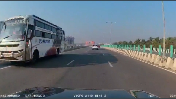 Private Bus Caught Driving on Wrong Side of Bengaluru-Mysuru Expressway Demand Justice Video Private Bus Caught Driving on Wrong Side of Bengaluru-Mysuru Expressway Demand Justice Video