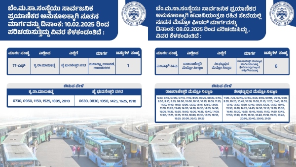 BMTC New Route 1 KR Market-Jai Bhuvaneshwari Nagar New 6 Metro Feeder Bus RR Nagar