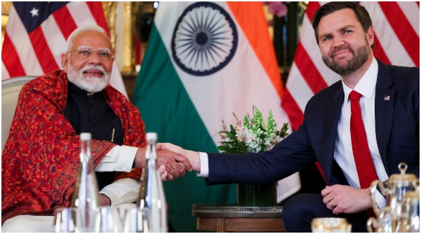 Pm narendra modi meets jd vance at elysee palace Pm narendra modi meets jd vance at elysee palace