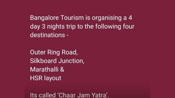 Bengaluru Traffic Tour Package Post Goes Viral On Social Media