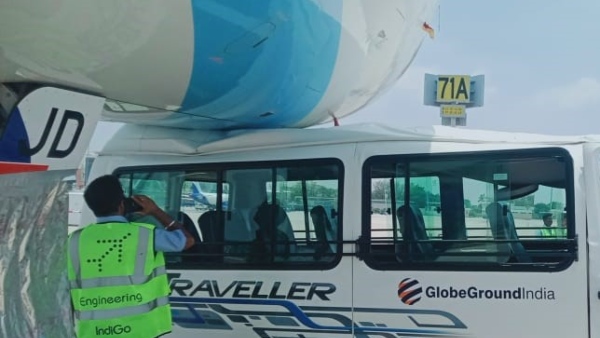 Bengaluru Kempegowda Airport Accident Indigo Plane Tempo Traveller Collision