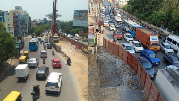Bengaluru Traffic Slow down due to Rain Namma Metro Work and These Reasons