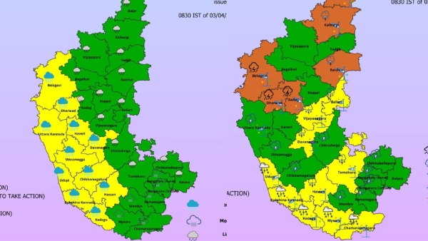 Karnataka 21 Districts Will See Heavy Rain till April 6 Due to Cyclonic Circulation Yellow Alert by IMD