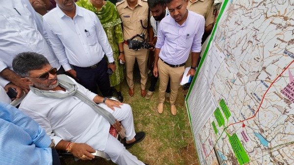 DCM DK Shivakumar Performs Bhoomi Pooja For Permanent Drinking Water Projects In Ramanagara
