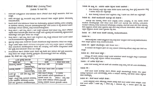 know the rules of Karnataka government employee joining time