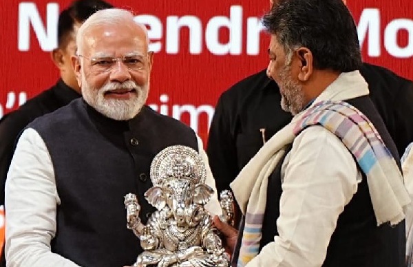 DCM D K Shivakumar Breaks Silence on Silver Ganesh Idol Gift to PM Modi
