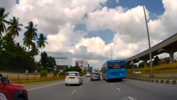 BMTC Bus Tries to Hyundai i20 on Airport Road Viral Dashcam Video Sparks Outrage