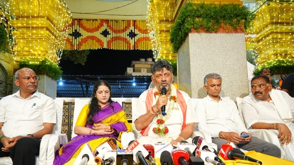 DK Shivakumar had darshan of Goddess Hassanamba